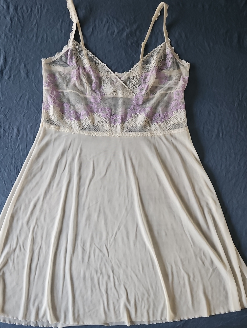 Hanky Panky Ivory and Lavender Lace Chemise